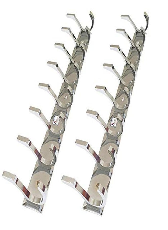 REDON 8 Pin Heavy Duty Cloth Hooks for Door, Wall Hanger for Clothes,Bathroom Hangers and Kitchen Hangers | Chrome Finish (Pack of 2) - Image 1